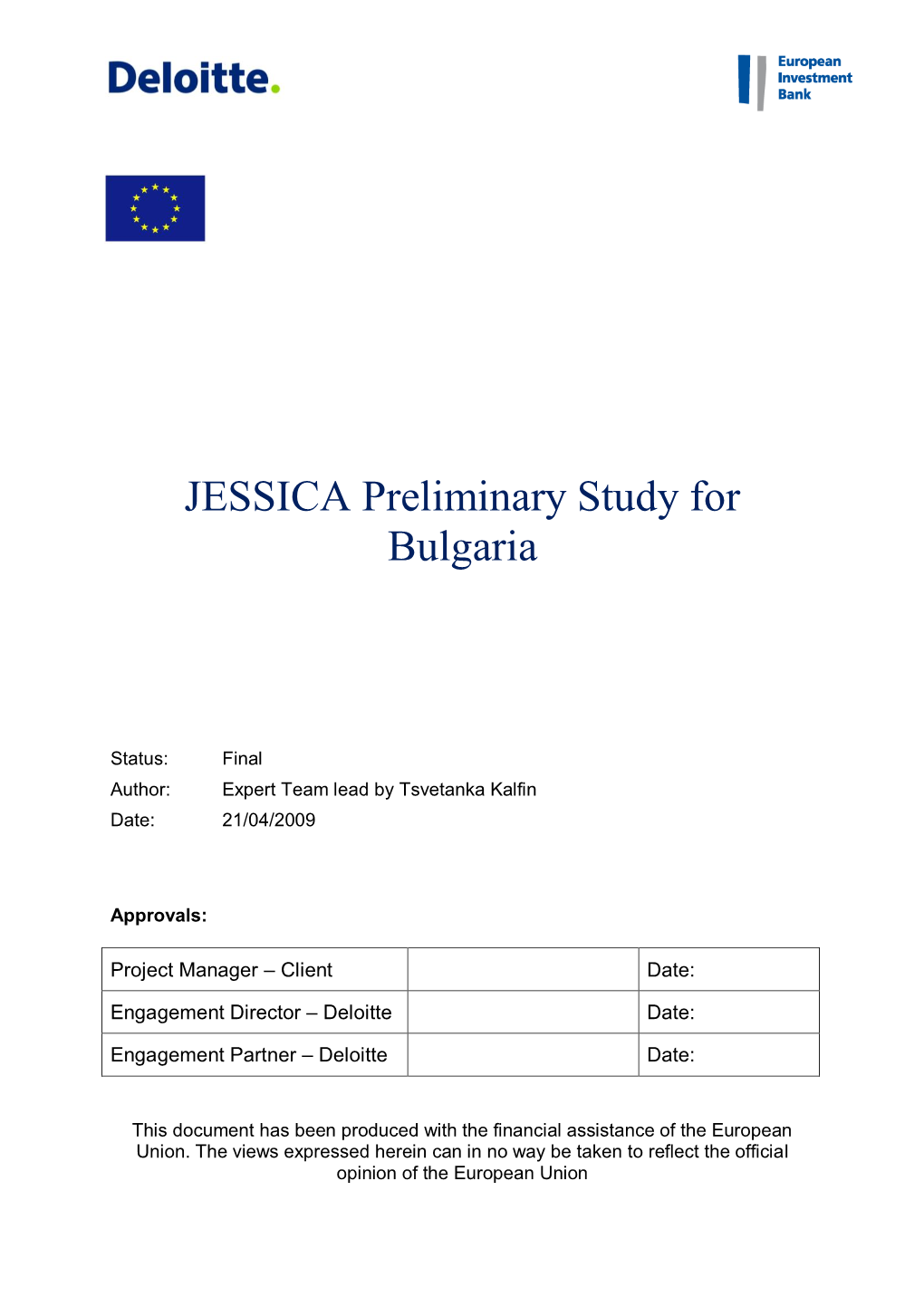 JESSICA Preliminary Study for Bulgaria
