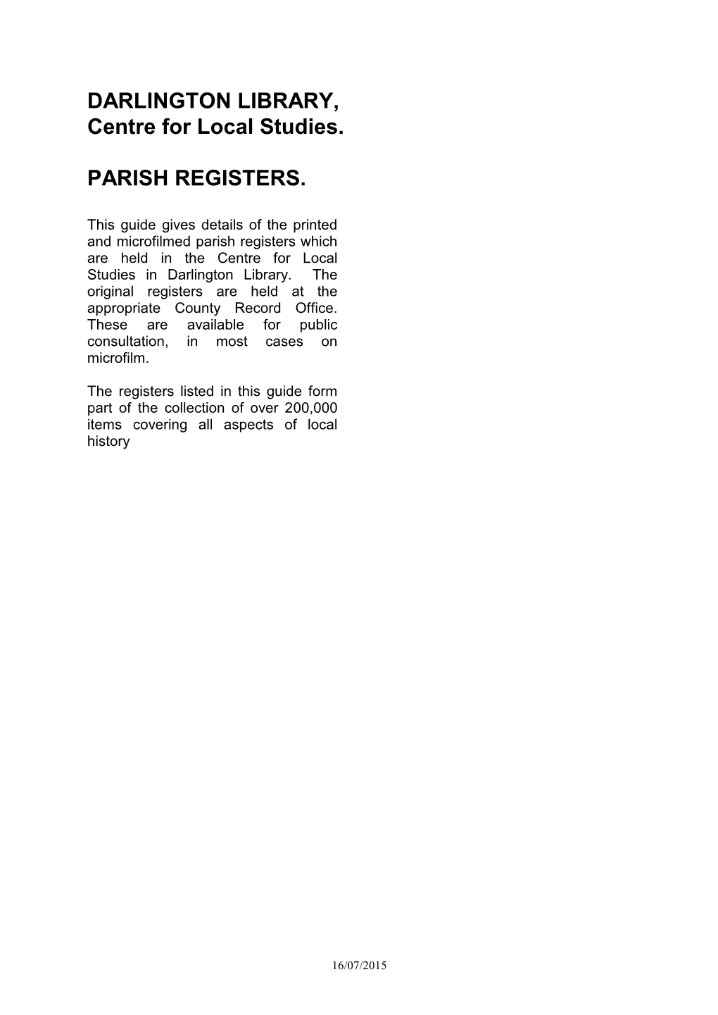 Parish Registers