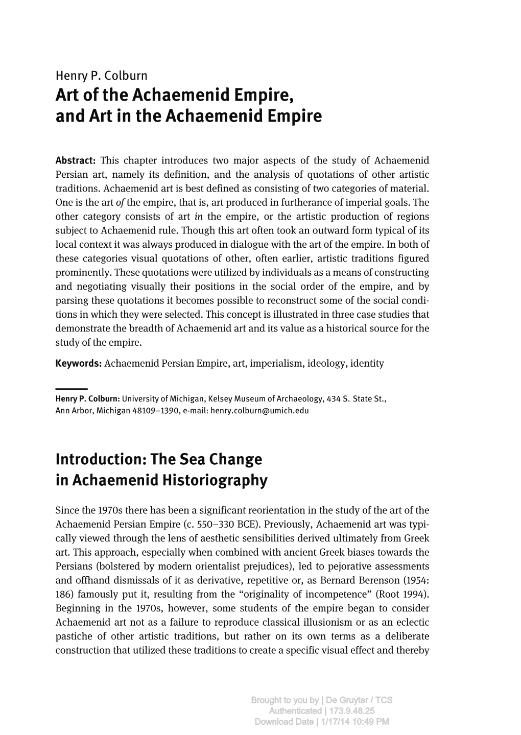 Art of the Achaemenid Empire, and Art in the Achaemenid Empire