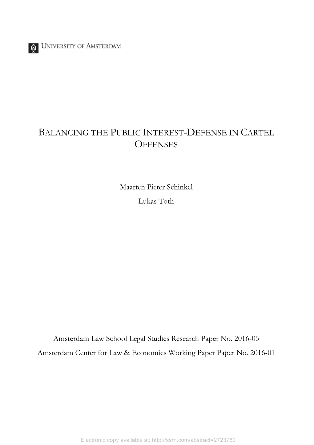 Balancing the Public Interest-Defense in Cartel Offenses