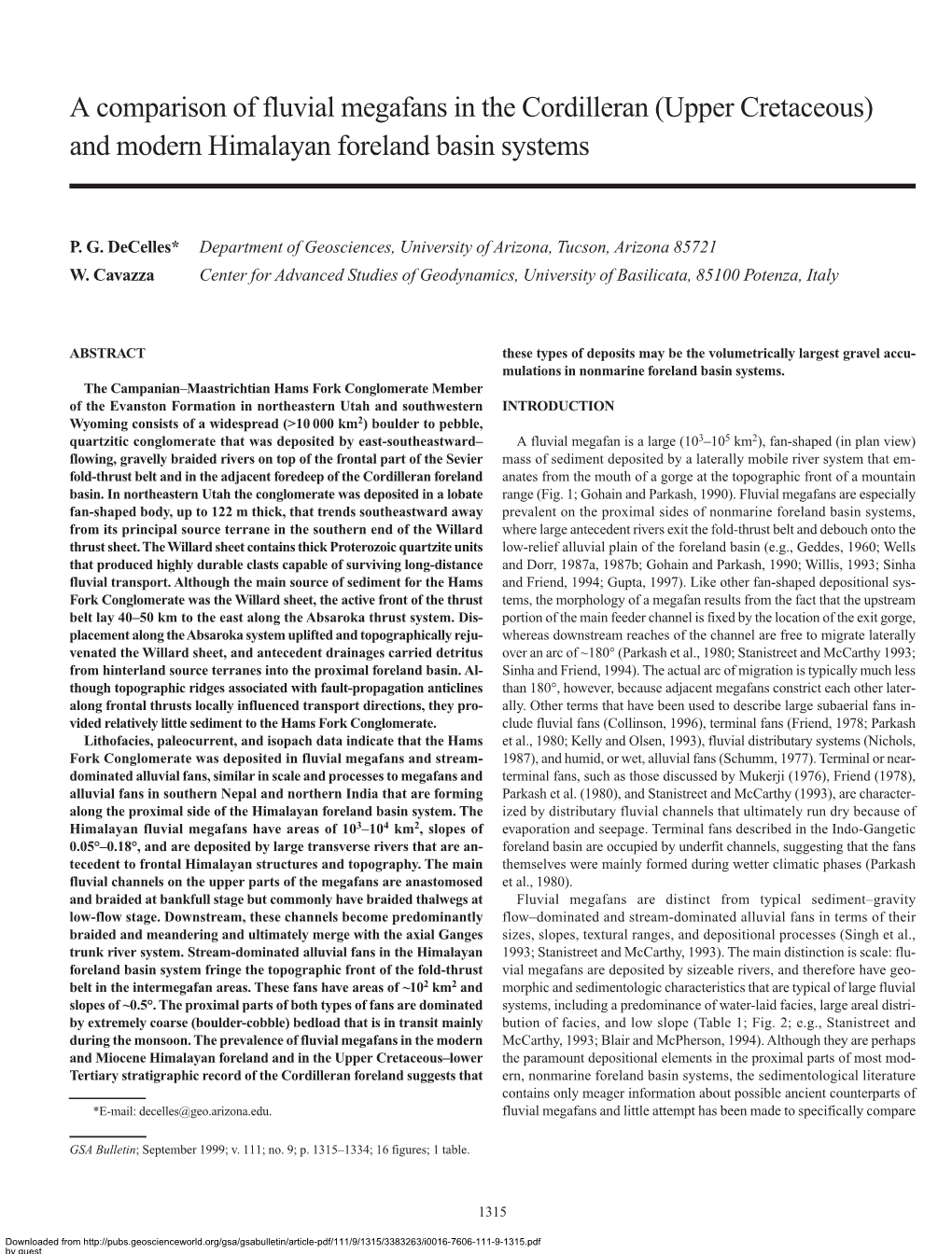 Upper Cretaceous) and Modern Himalayan Foreland Basin Systems