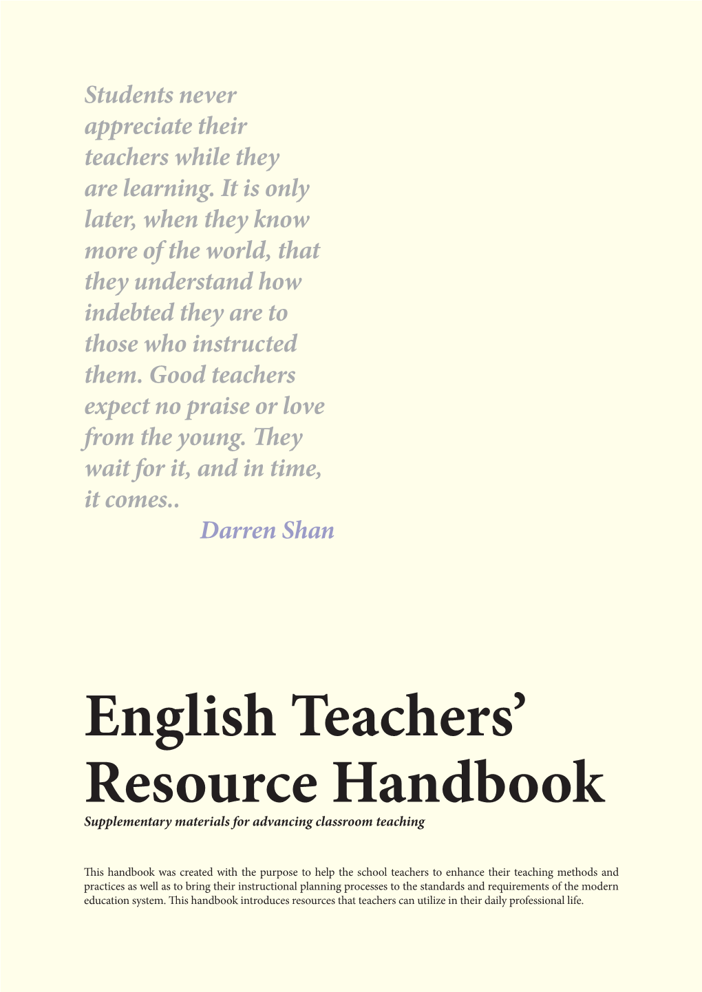 English Teachers' Resource Handbook