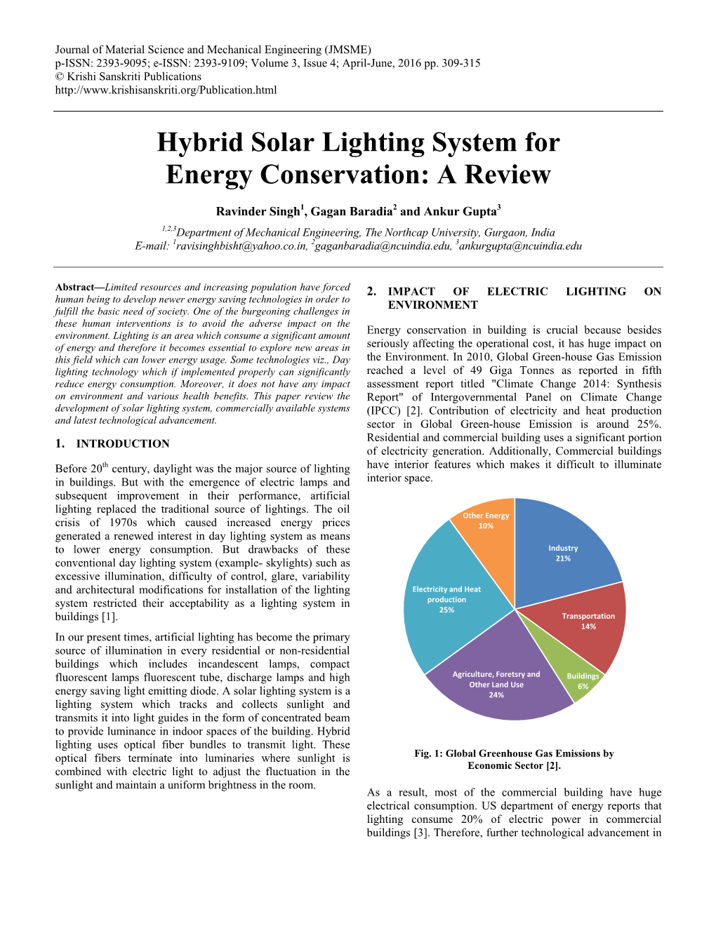 Hybrid Solar Lighting System for Energy Conservation: a Review