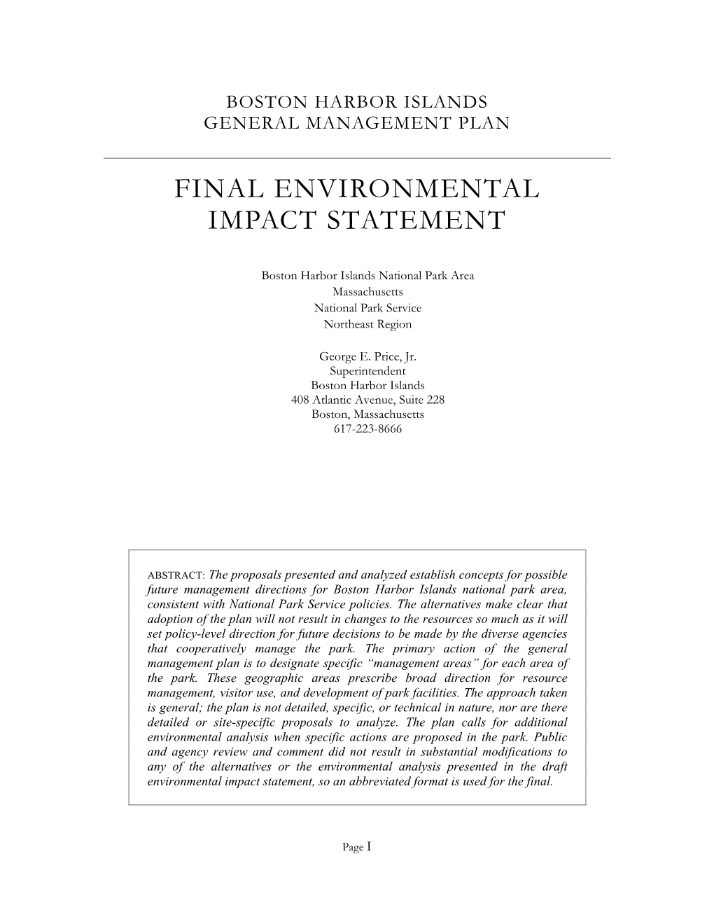 Final Environmental Impact Statement