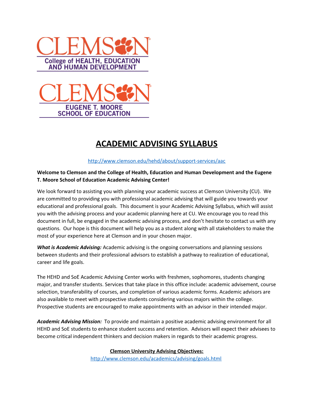 Academic Advising Syllabus