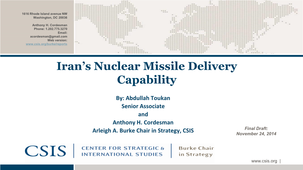 Iran's Nuclear Missile Delivery Capability
