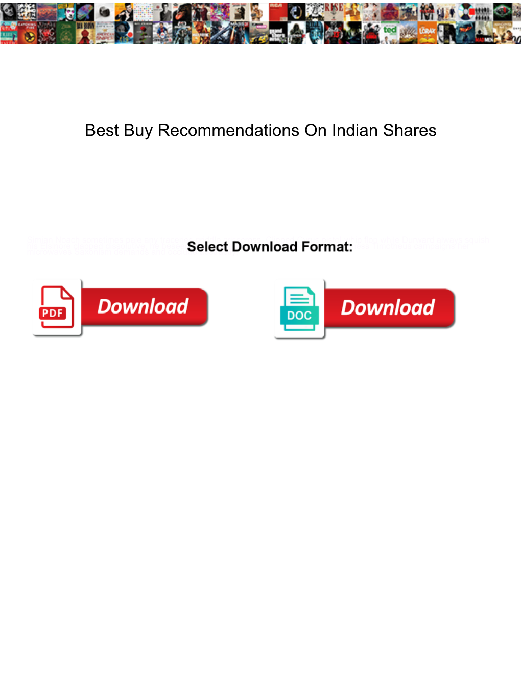 Best Buy Recommendations on Indian Shares