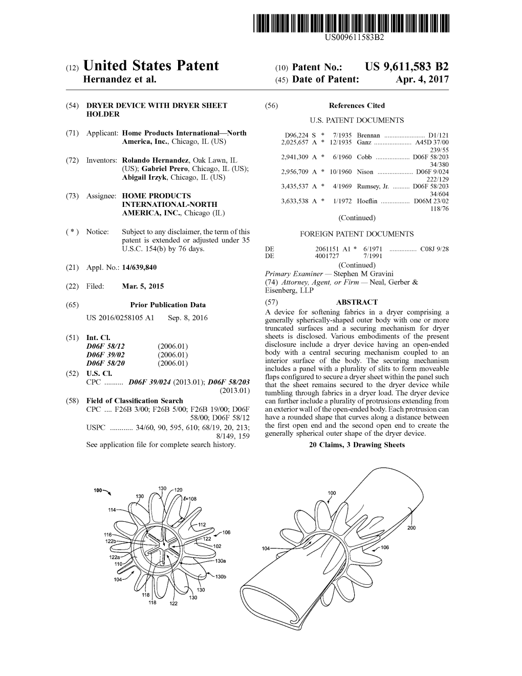 (12) United States Patent (10) Patent No.: US 9,611,583 B2 Hernandez Et Al