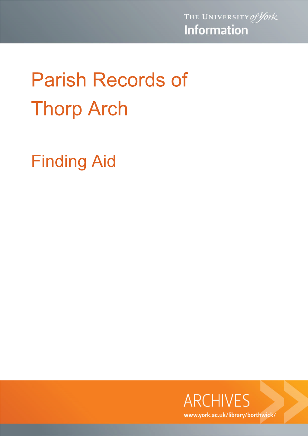 Parish Records of Thorp Arch