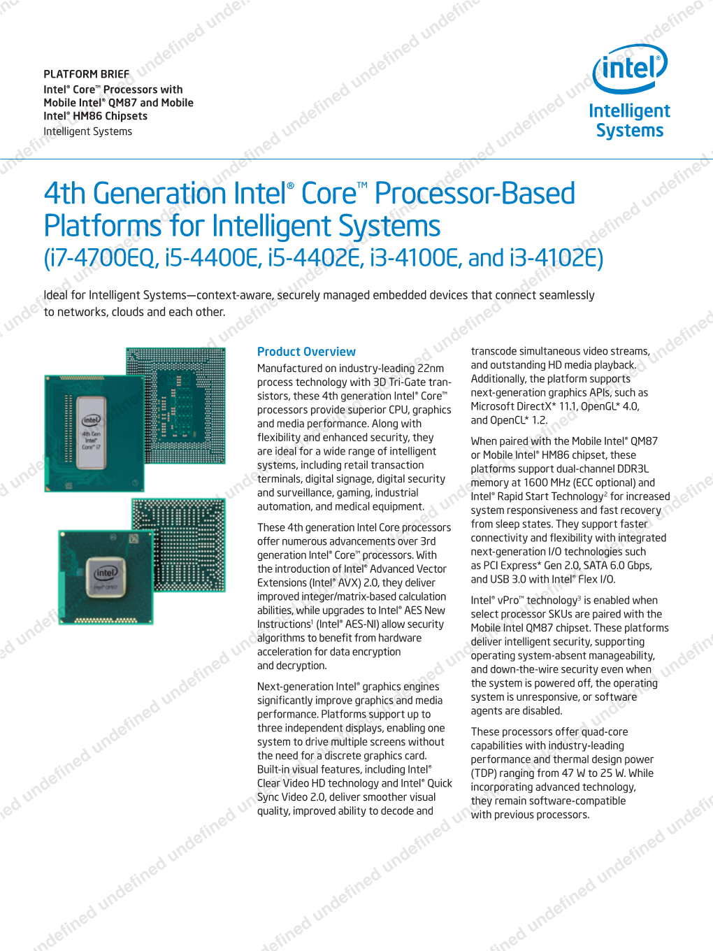 4Th Generation Intel® Core™ Processor-Based Platforms For