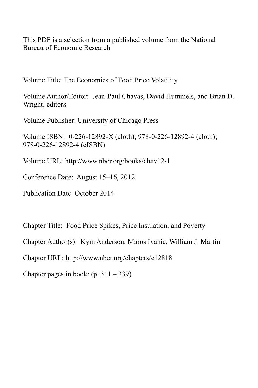 Food Price Spikes, Price Insulation, and Poverty