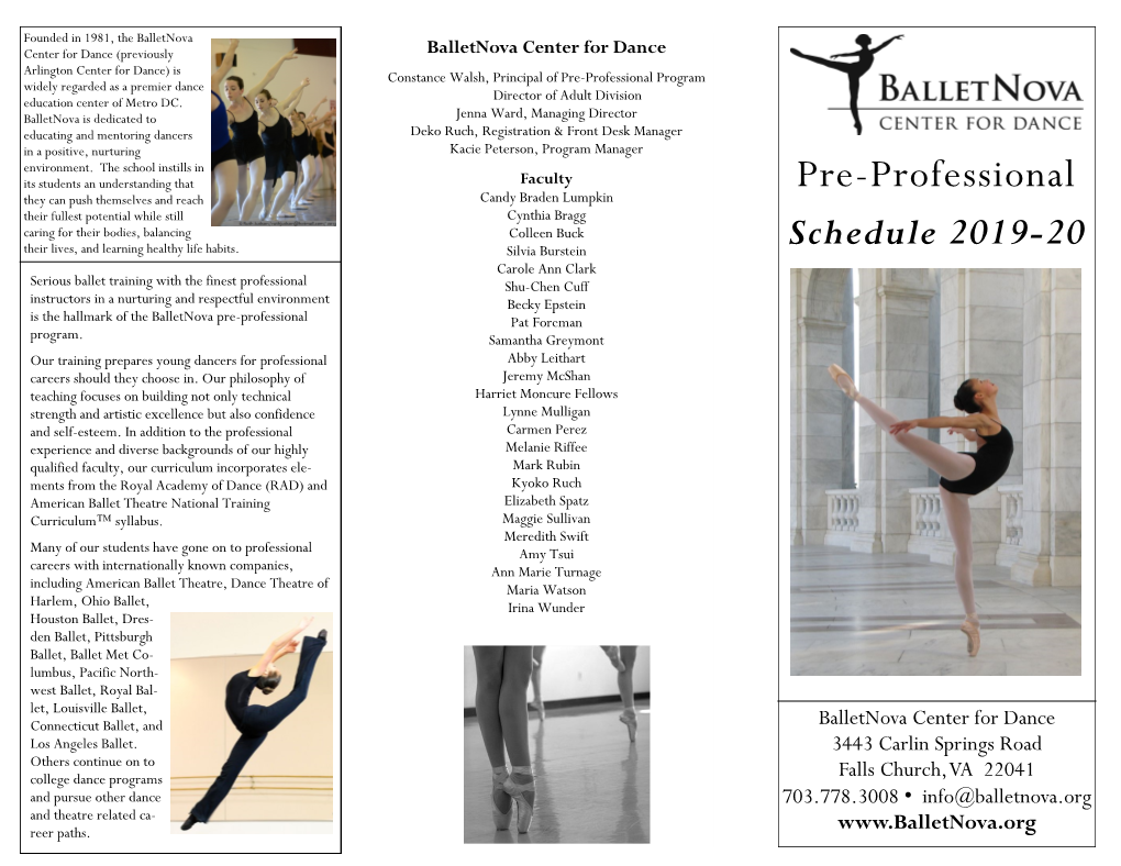 Pre-Professional Program Widely Regarded As a Premier Dance Education Center of Metro DC