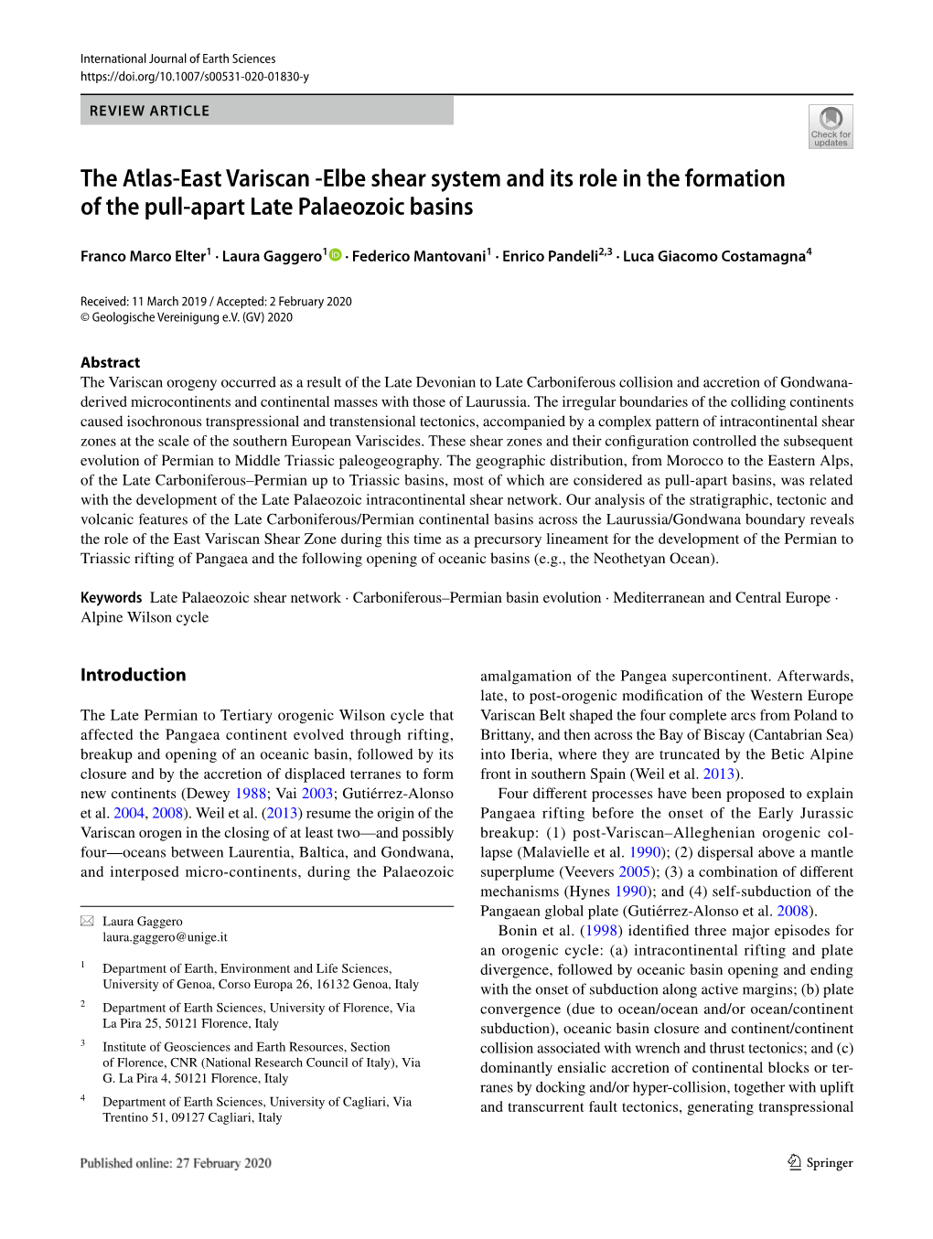 The Atlas-East Variscan -Elbe Shear System and Its Role in the Formation of the Pull-Apart Late Palaeozoic Basins