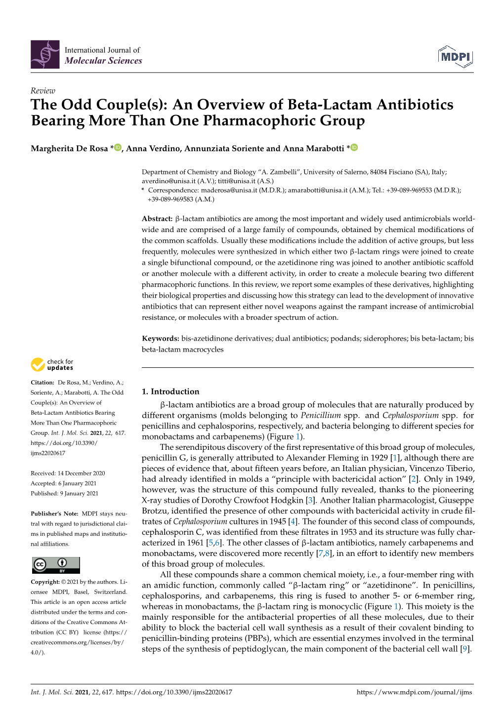 An Overview of Beta-Lactam Antibiotics Bearing More Than One Pharmacophoric Group