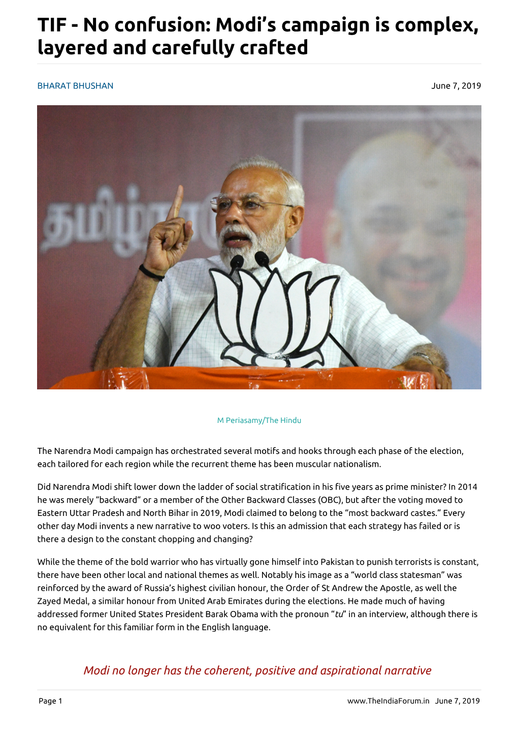 Modi's Campaign Is Complex, Layered and Carefully Crafted