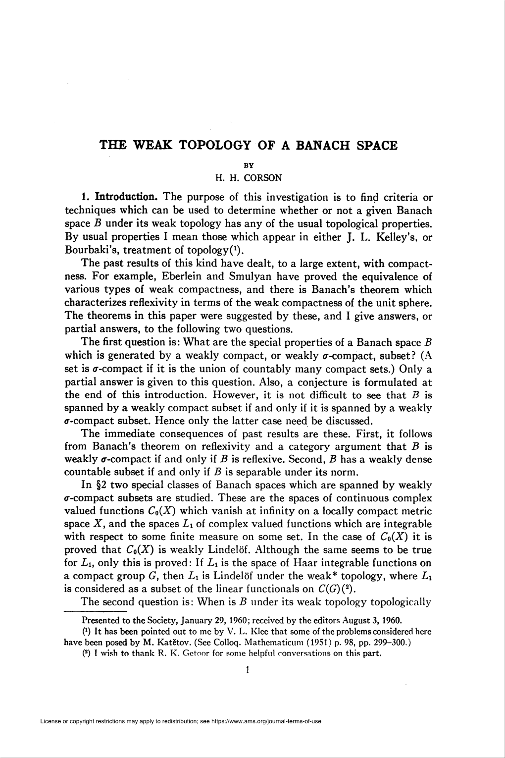 The Weak Topology of a Banach Space