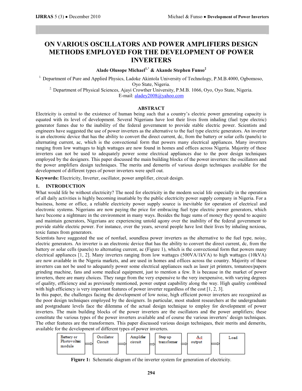 On Various Oscillators and Power Amplifiers Design Methods Employed for the Development of Power Inverters