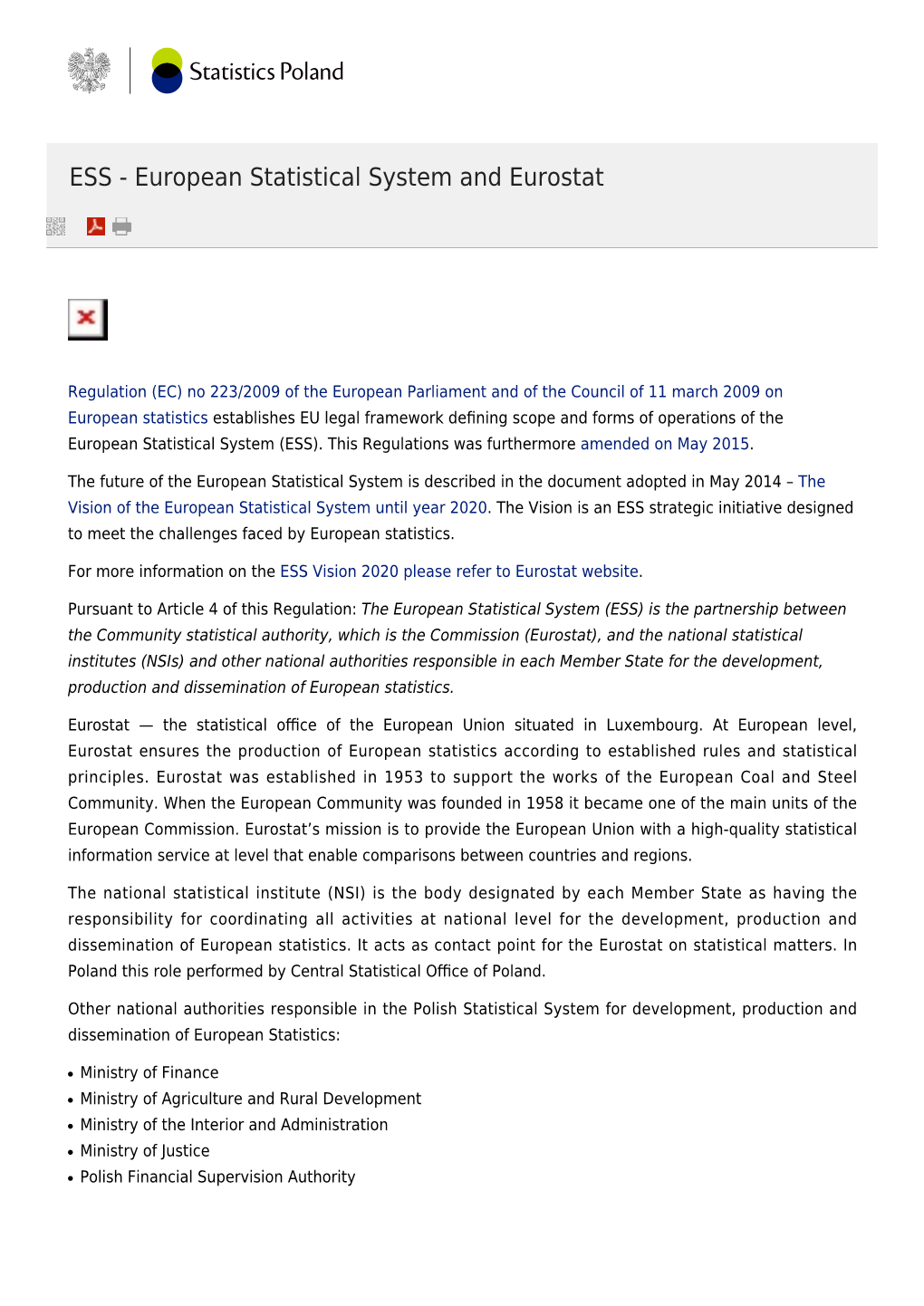 ESS - European Statistical System and Eurostat