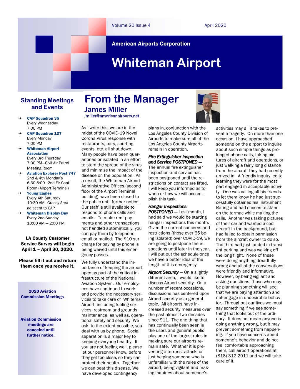 Whiteman Airport April 2020 Newsletter