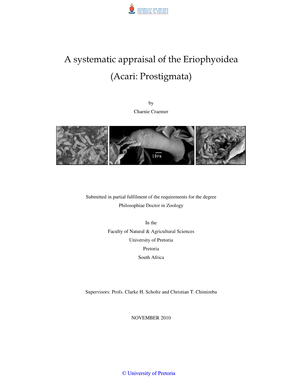 A Systematic Appraisal of the Eriophyoidea (Acari: Prostigmata)