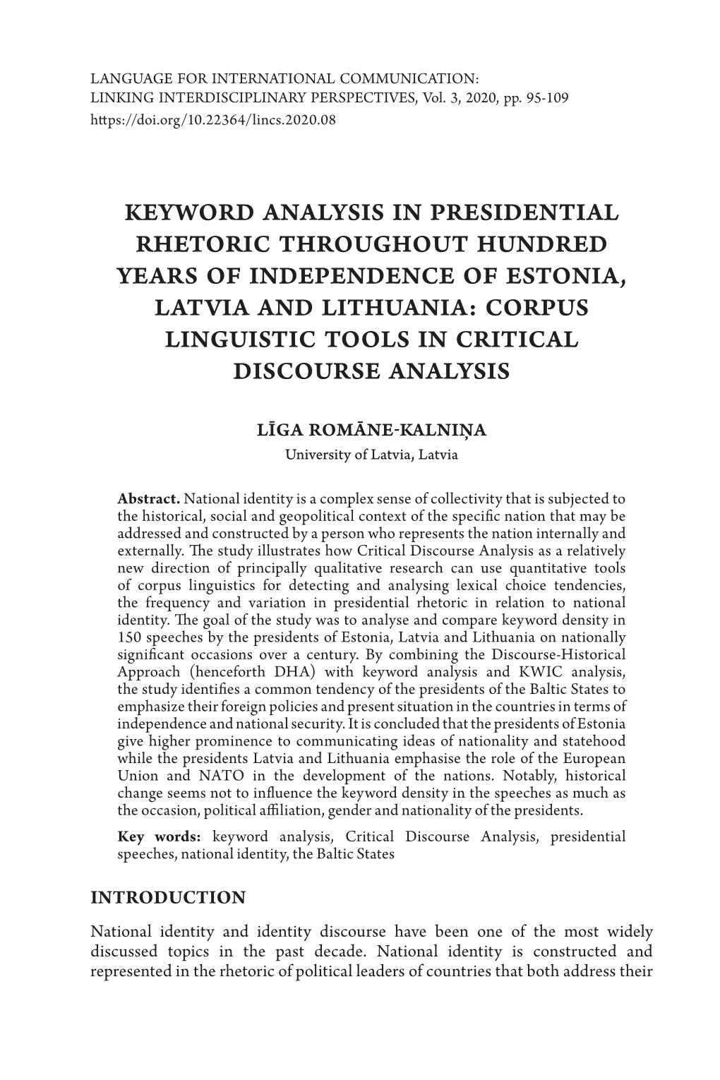 Keyword Analysis in Presidential Rhetoric Throughout Hundred