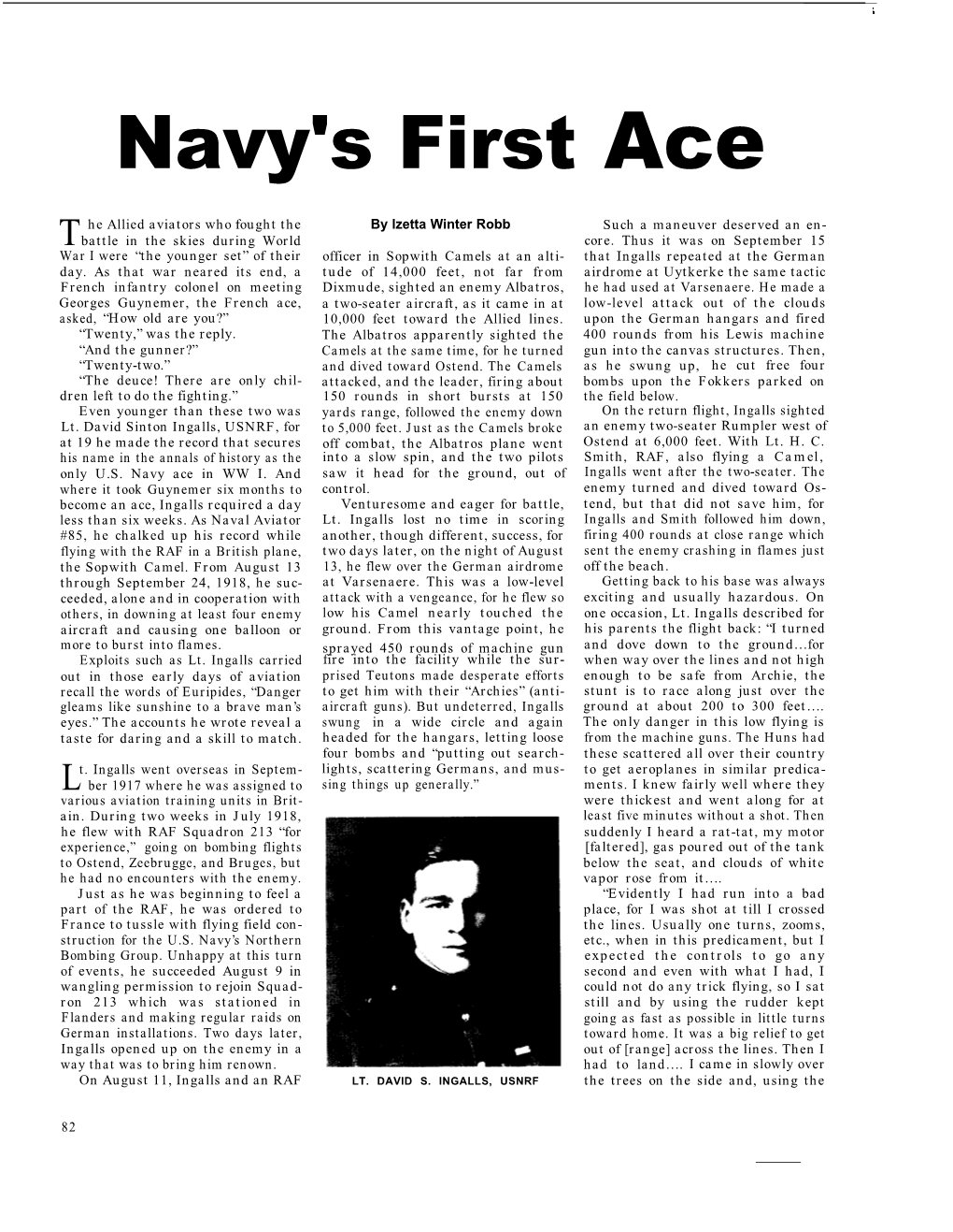 Navy's First Ace
