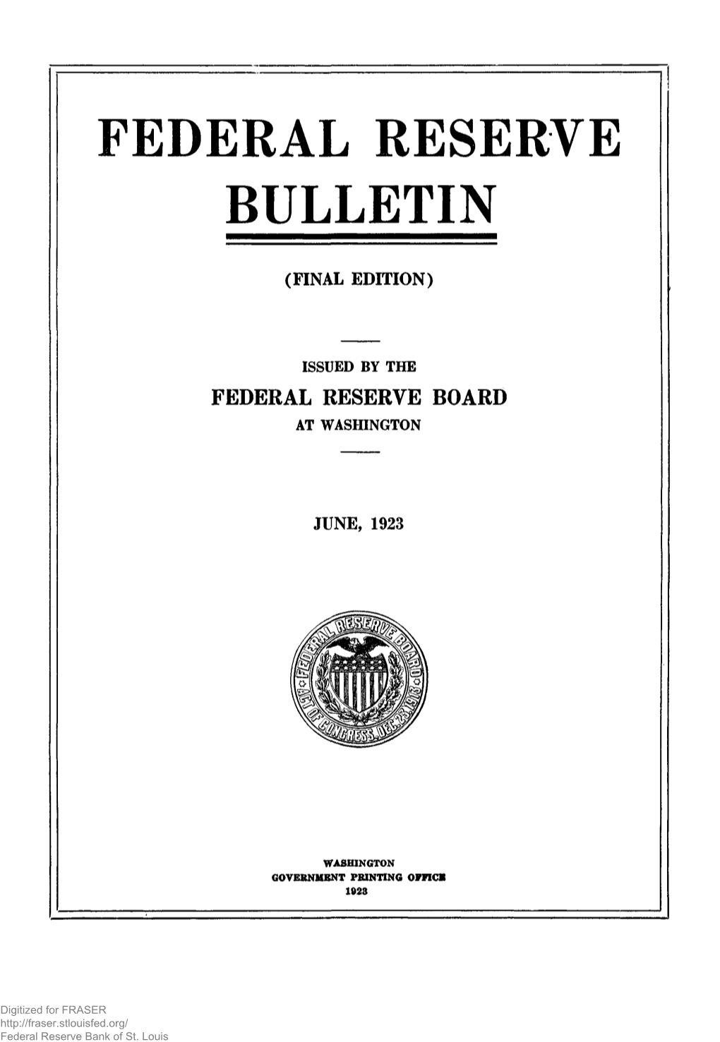 Federal Reserve Bulletin June 1923