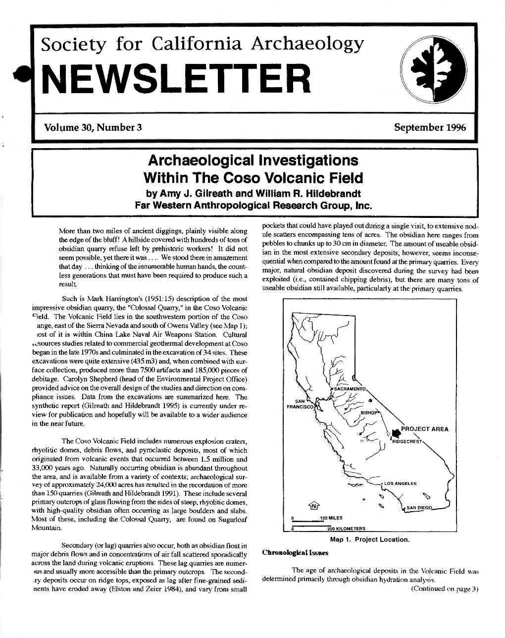 Society for California Archaeology NEWSLETTER