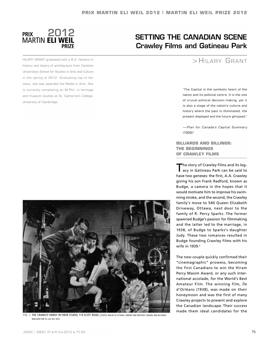 SETTING the CANADIAN SCENE Crawley Films and Gatineau Park