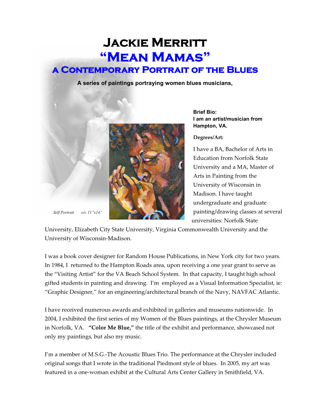 Mean Mama's Paintings Brief BIO.Pub