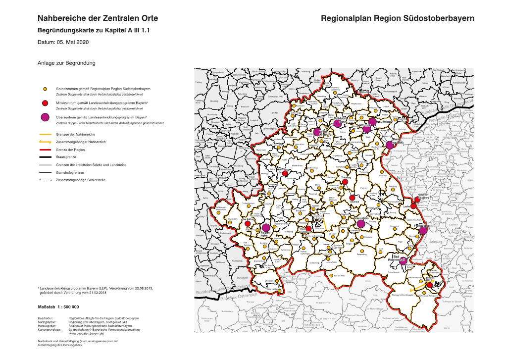 Nahbereiche Der Zentralen Orte Regionalplan Region Südostoberbayern Begründungskarte Zu Kapitel a III 1.1