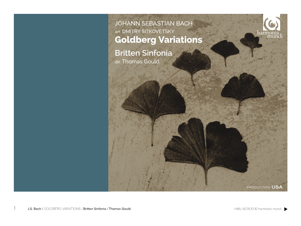 Goldberg Variations Britten Sinfonia Dir
