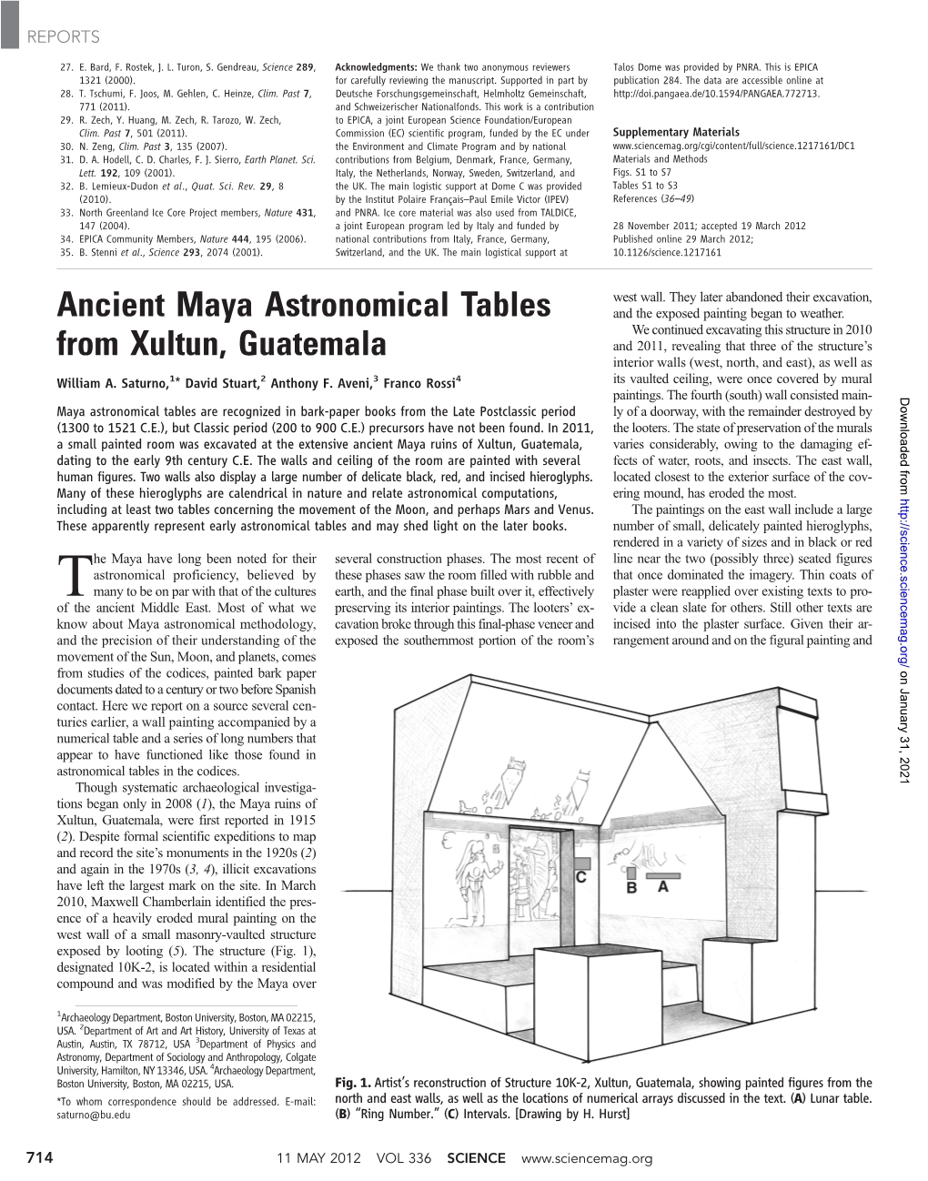 Ancient Maya Astronomical Tables from Xultun, Guatemala William A