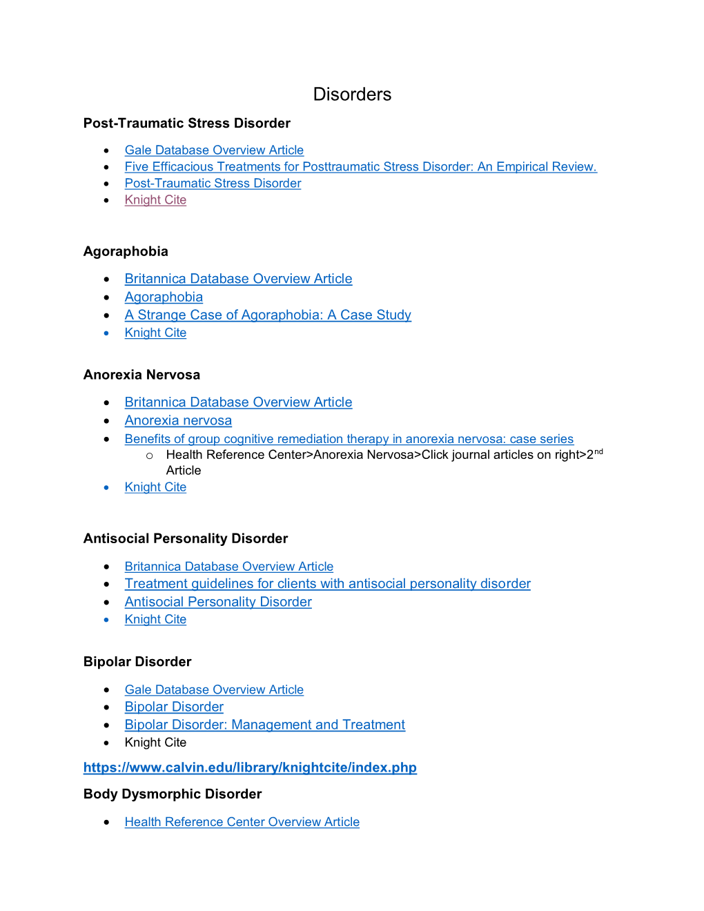 Disorder Articles