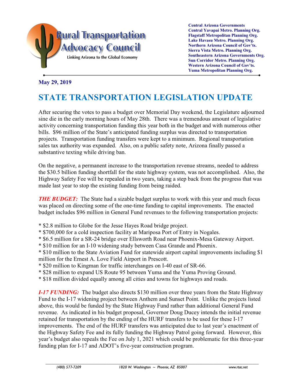 RTAC Legislative Update