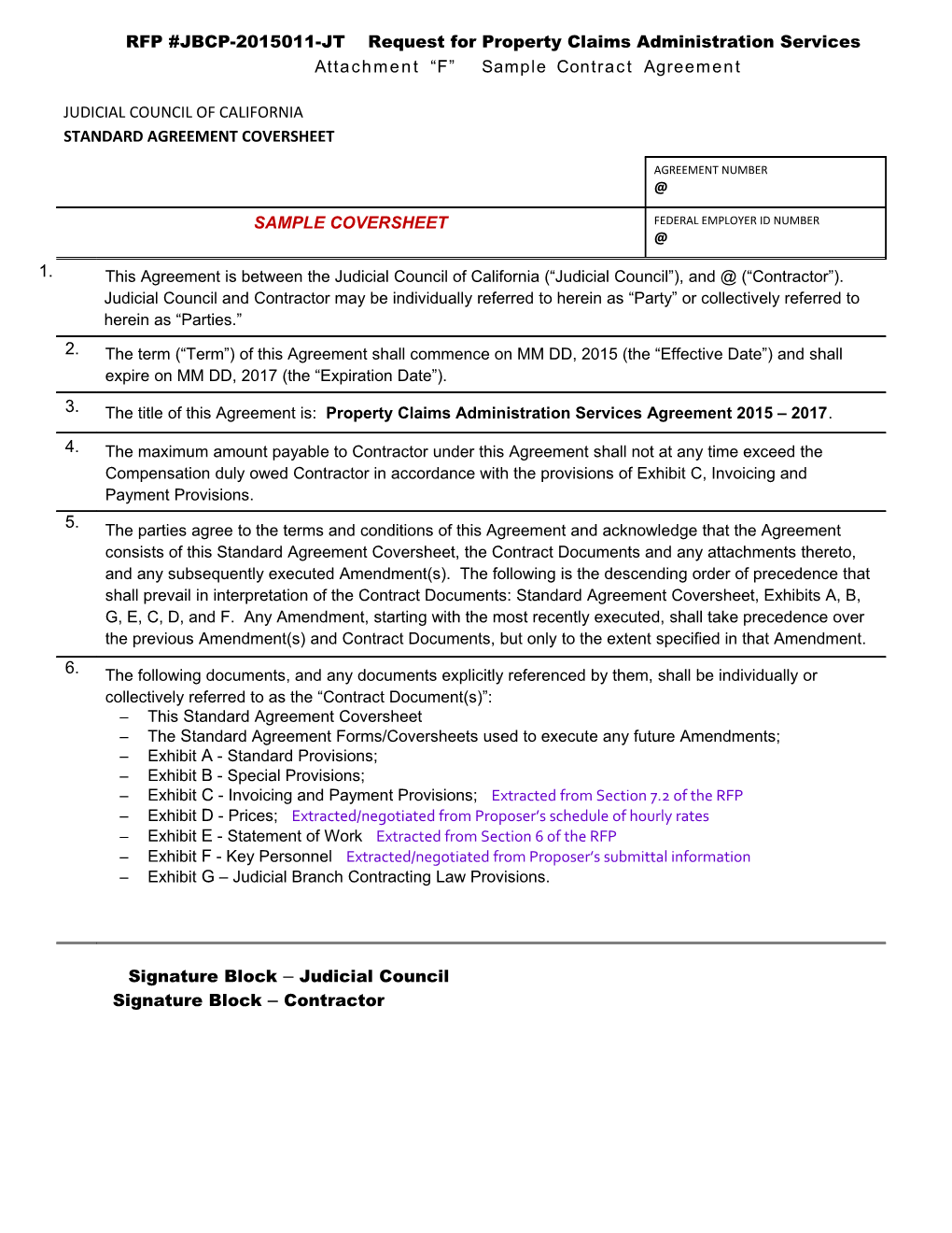 RFP #JBCP-2015011-JT Request for Property Claims Administration Services