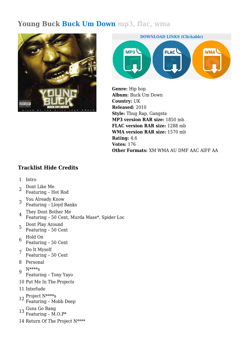 Young Buck Buck Um Down Mp3, Flac, Wma