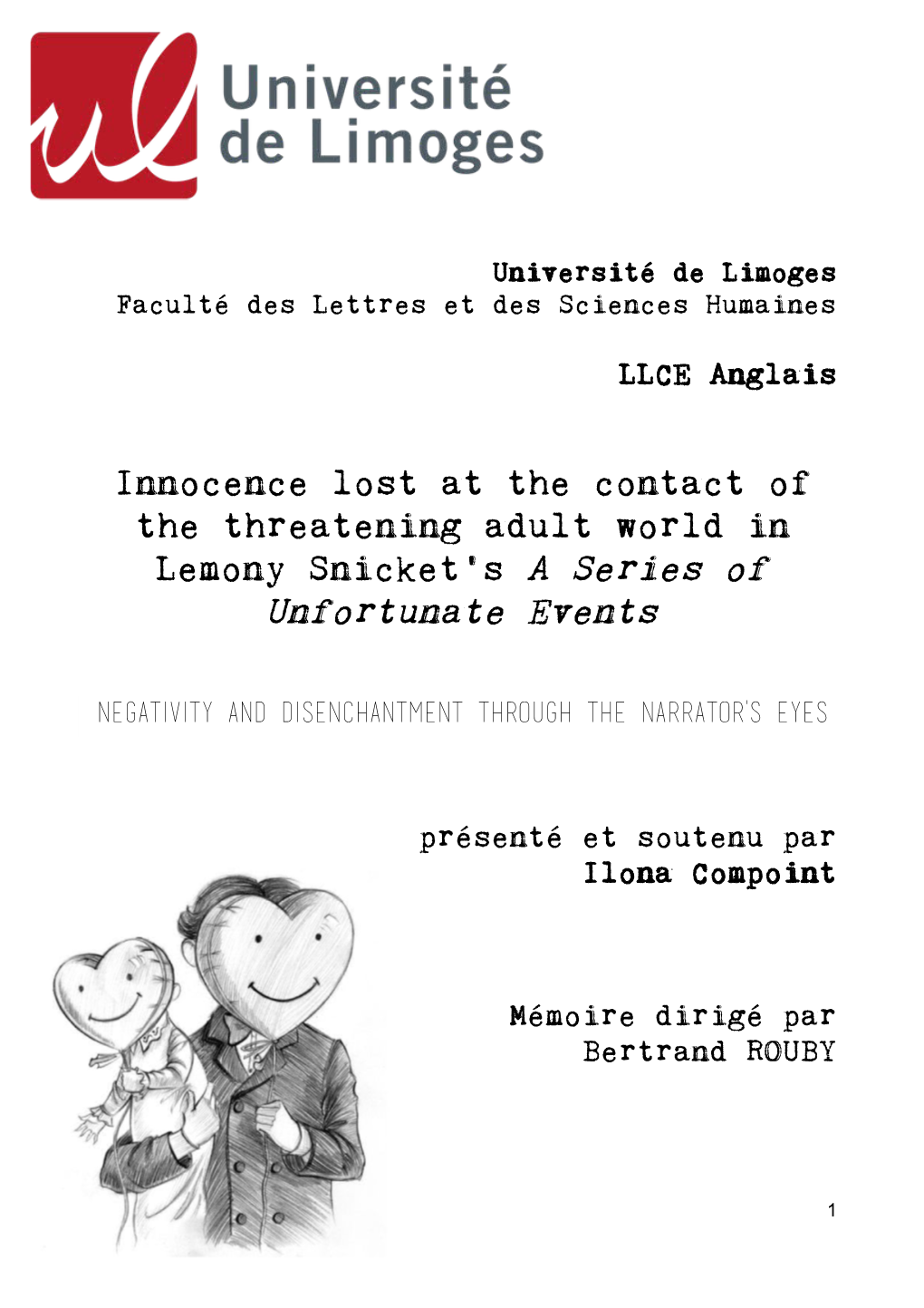 Innocence Lost at the Contact of the Threatening Adult World in Lemony Snicket's a Series of Unfortunate Events