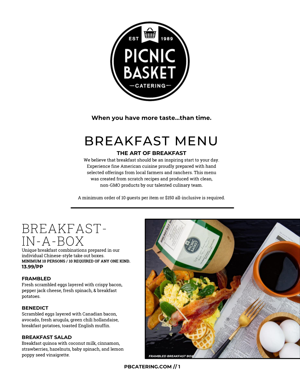 Picnic Basket Menus