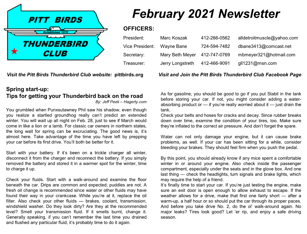 February 2021 Newsletter