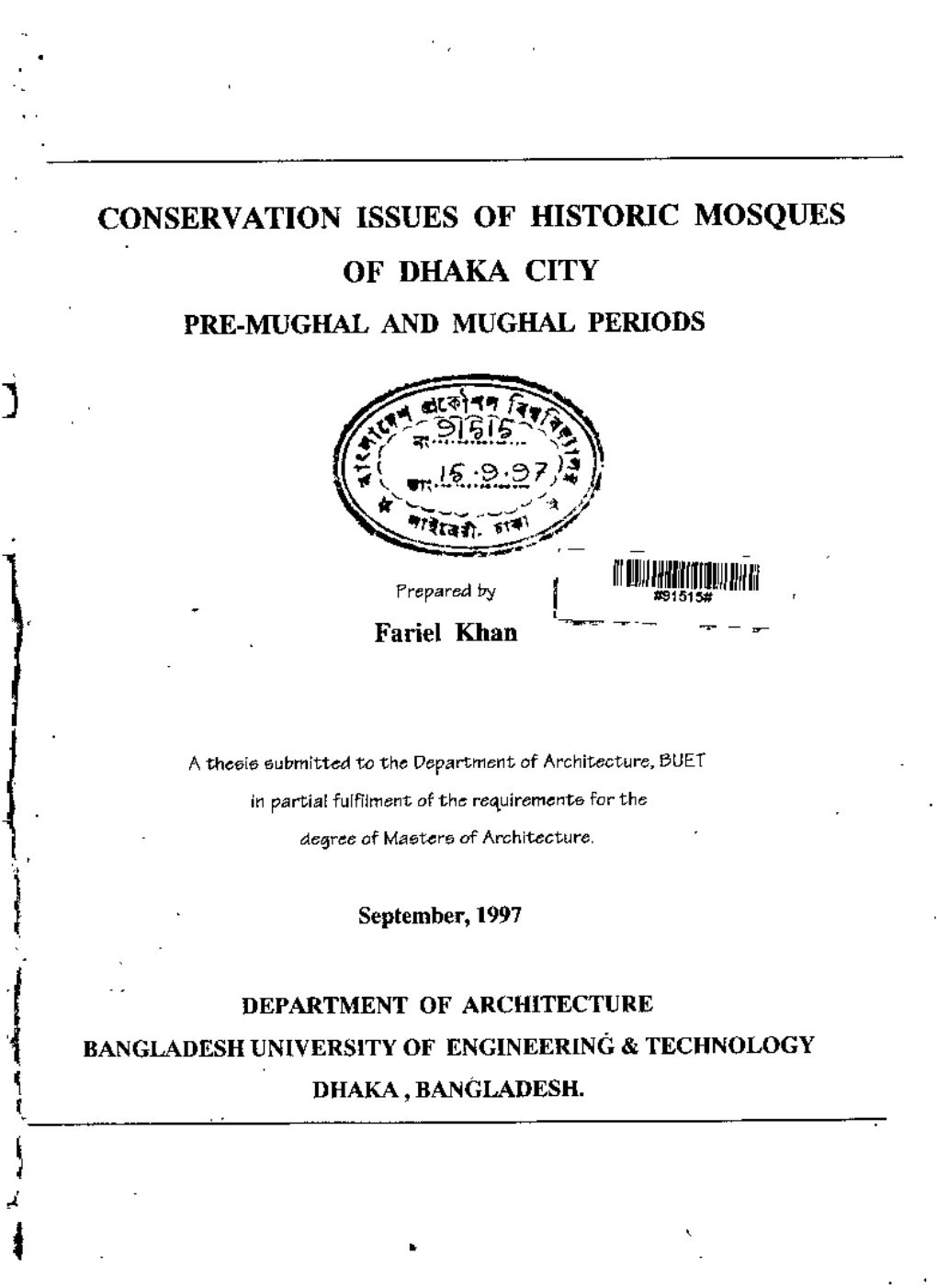 Conservation Issues of Historical Mosque Of