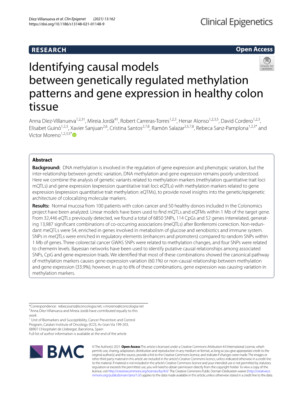 Identifying Causal Models Between Genetically Regulated Methylation Patterns and Gene Expression in Healthy Colon Tissue