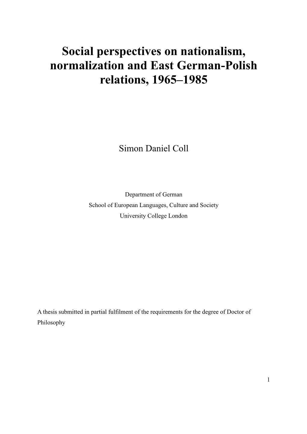 Social Perspectives on Nationalism, Normalization and East German-Polish Relations, 1965–1985