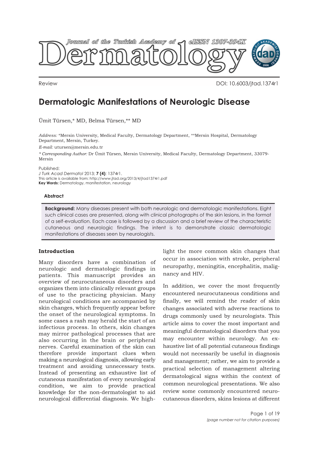 J Turk Acad Dermatol 2013; 7 (4): 1374R1