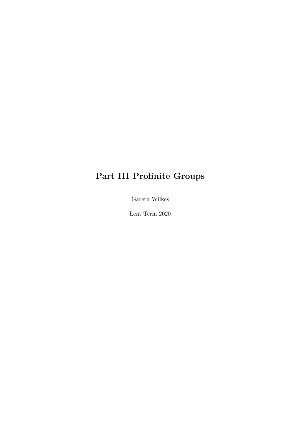 Part III Profinite Groups