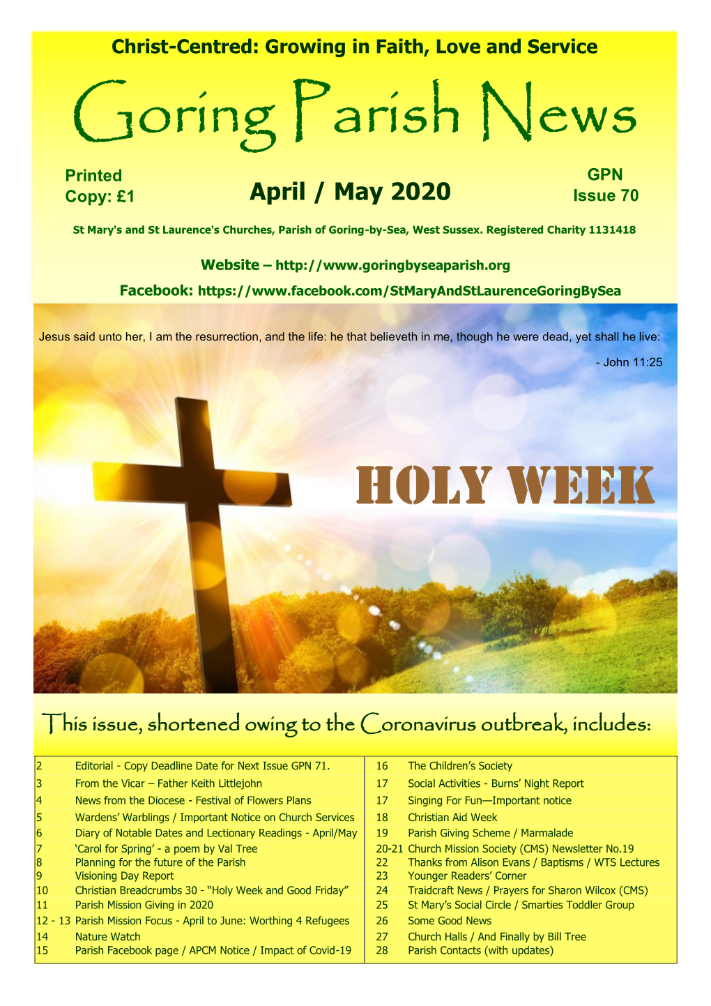 Goring Parish News Printed GPN Copy: £1 April / May 2020 Issue 70