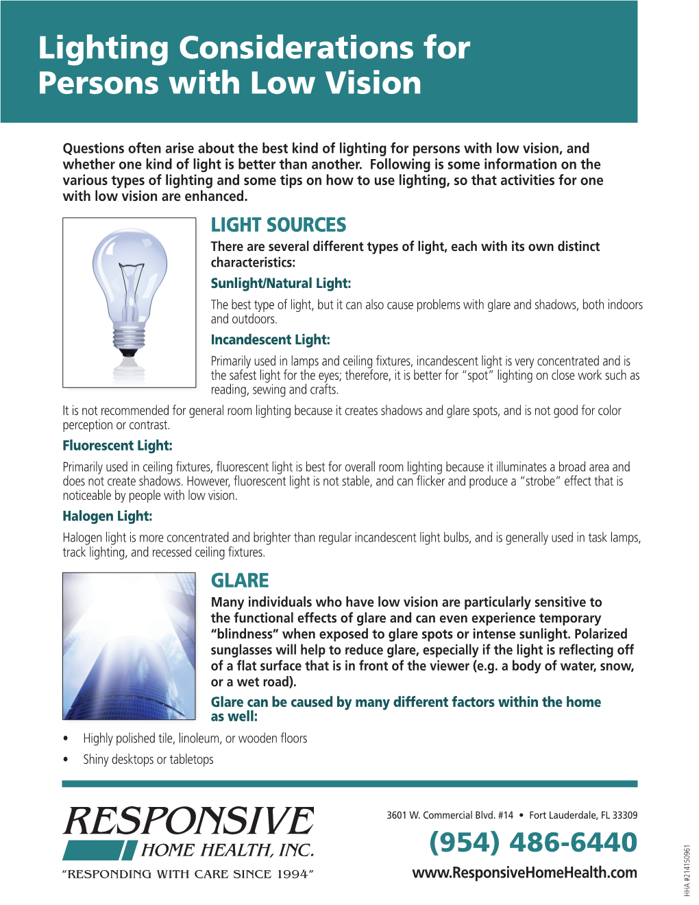 Lighting Considerations for Persons with Low Vision