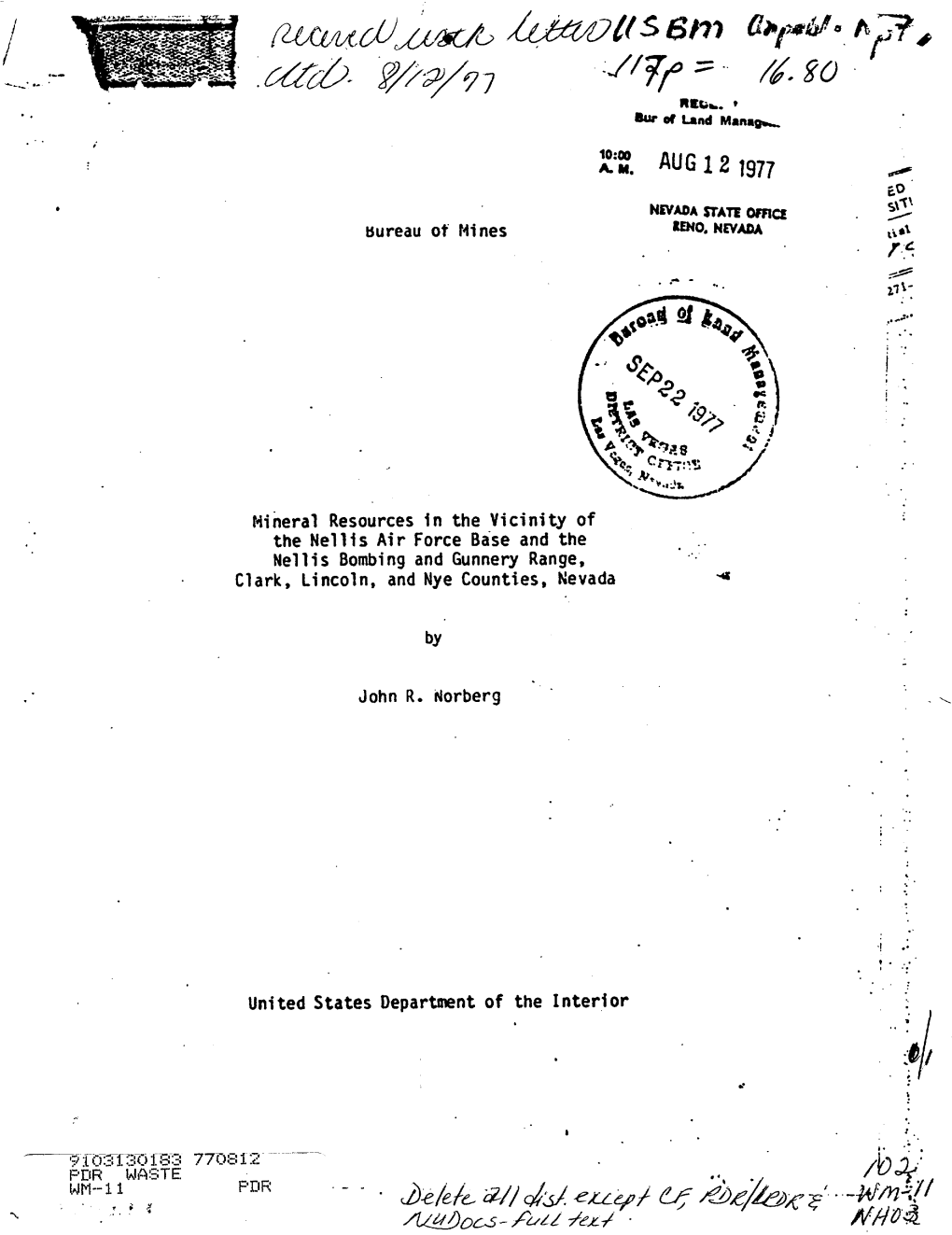 Mineral Resources in the Vicinity of the Nellis Air Force Base and the Nellis Bombing and Gunnery Range, Clark, Lincoln, and Nye Counties, Nevada -.4