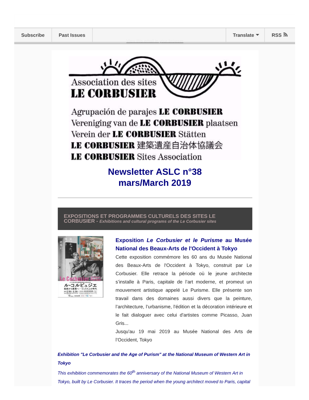 Newsletter ASLC N°38 Mars/March 2019