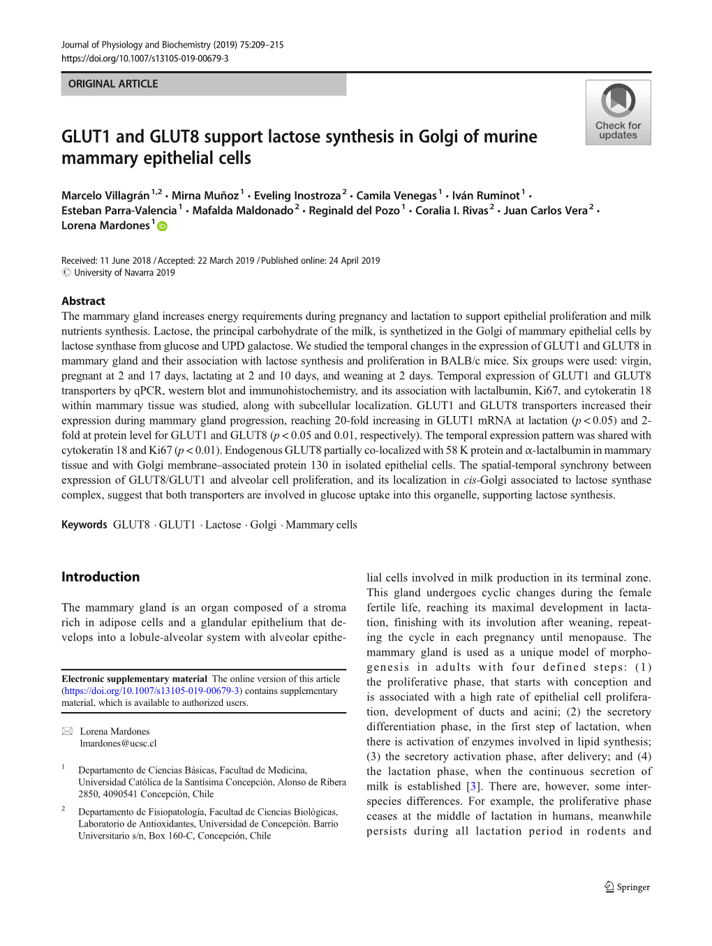 GLUT1 and GLUT8 Support Lactose Synthesis in Golgi of Murine Mammary Epithelial Cells